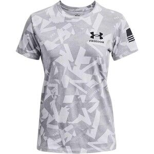Under Armour UA Freedom Tee Women's L Shirt USA Flag Workout Casual White Top